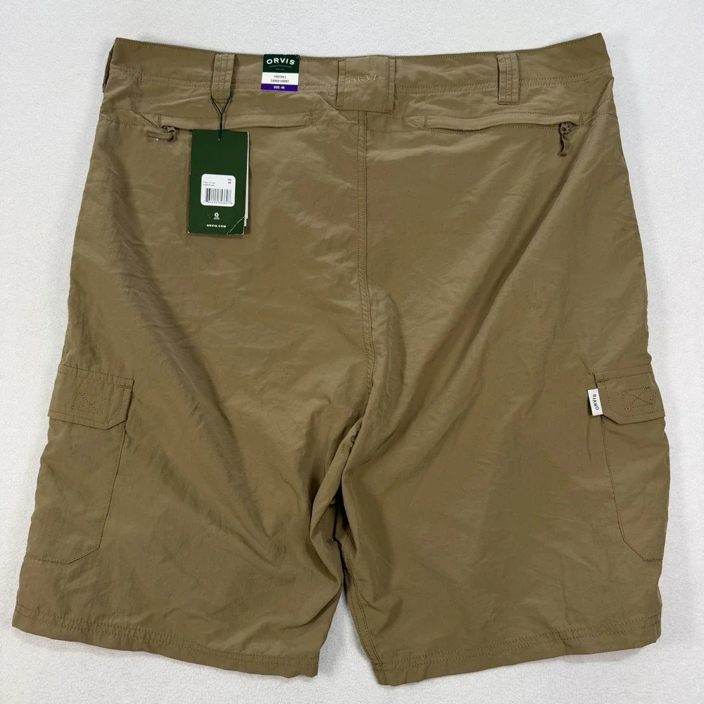 NWT Orvis Foothill Cargo Shorts Mens 40 Khaki Nylon Moisture Wicking